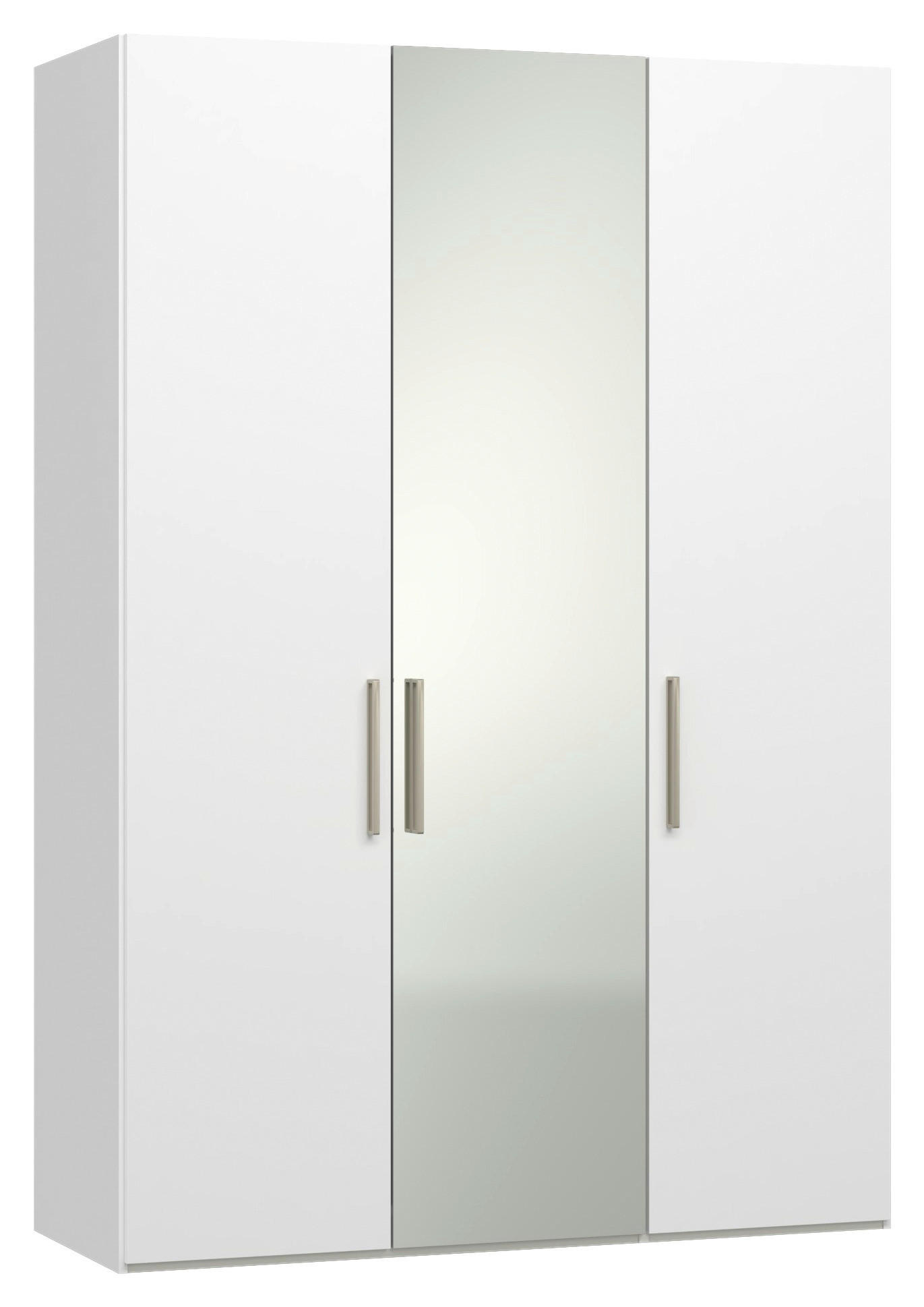 DREHTÜRENSCHRANK 152/220/59 cm,  in Weiß, 3-türig  - Edelstahlfarben/Weiß, Design, Glas/Holzwerkstoff (152/220/59cm) - Jutzler