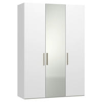 DREHTÜRENSCHRANK 152/220/59 cm,  in Weiß, 3-türig  - Edelstahlfarben/Weiß, Design, Glas/Holzwerkstoff (152/220/59cm) - Jutzler