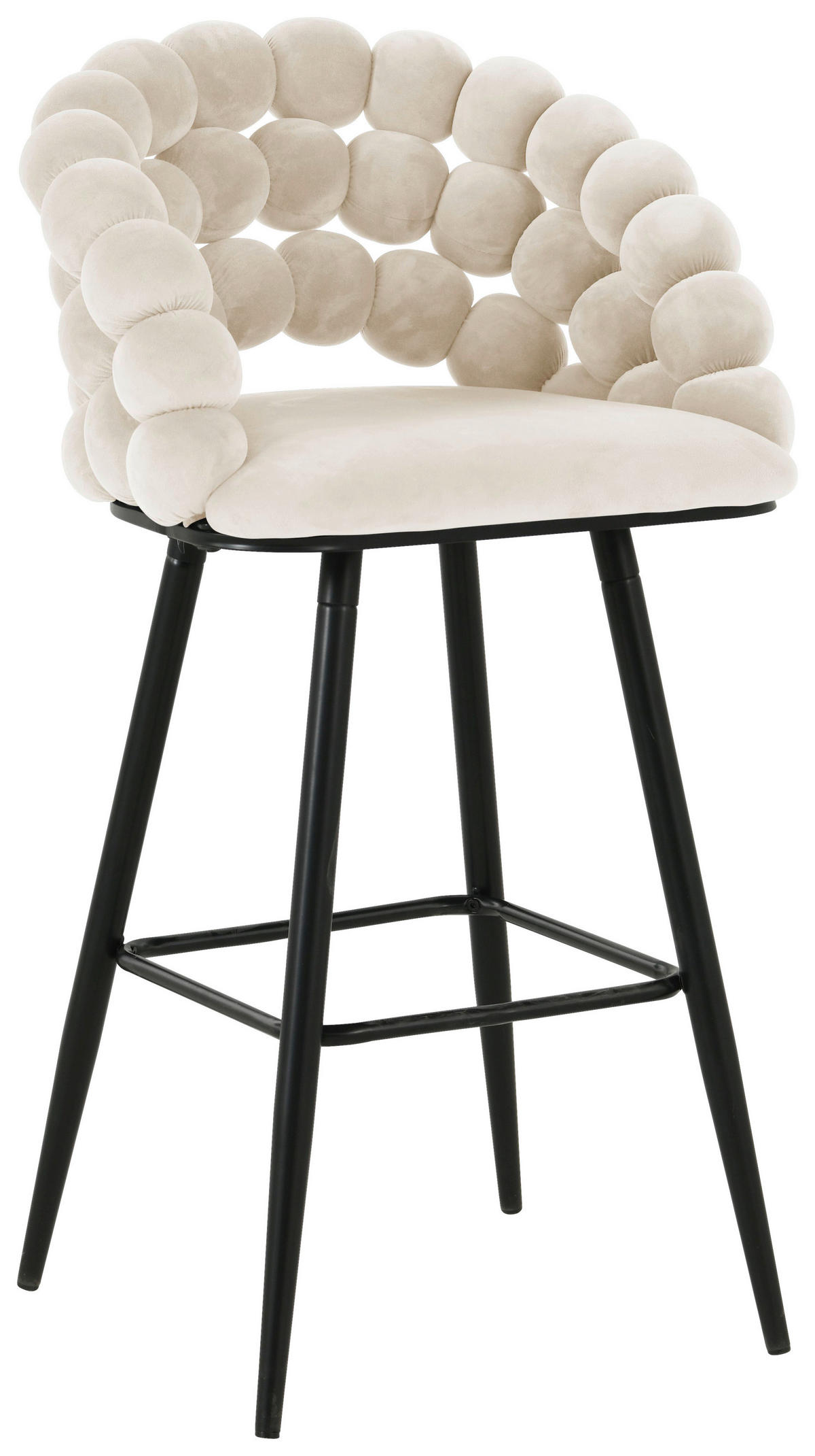 BARHOCKER Samt Beige Eisen Stoffauswahl  - Beige/Schwarz, Design, Textil/Metall (57/104/55cm) - Novel