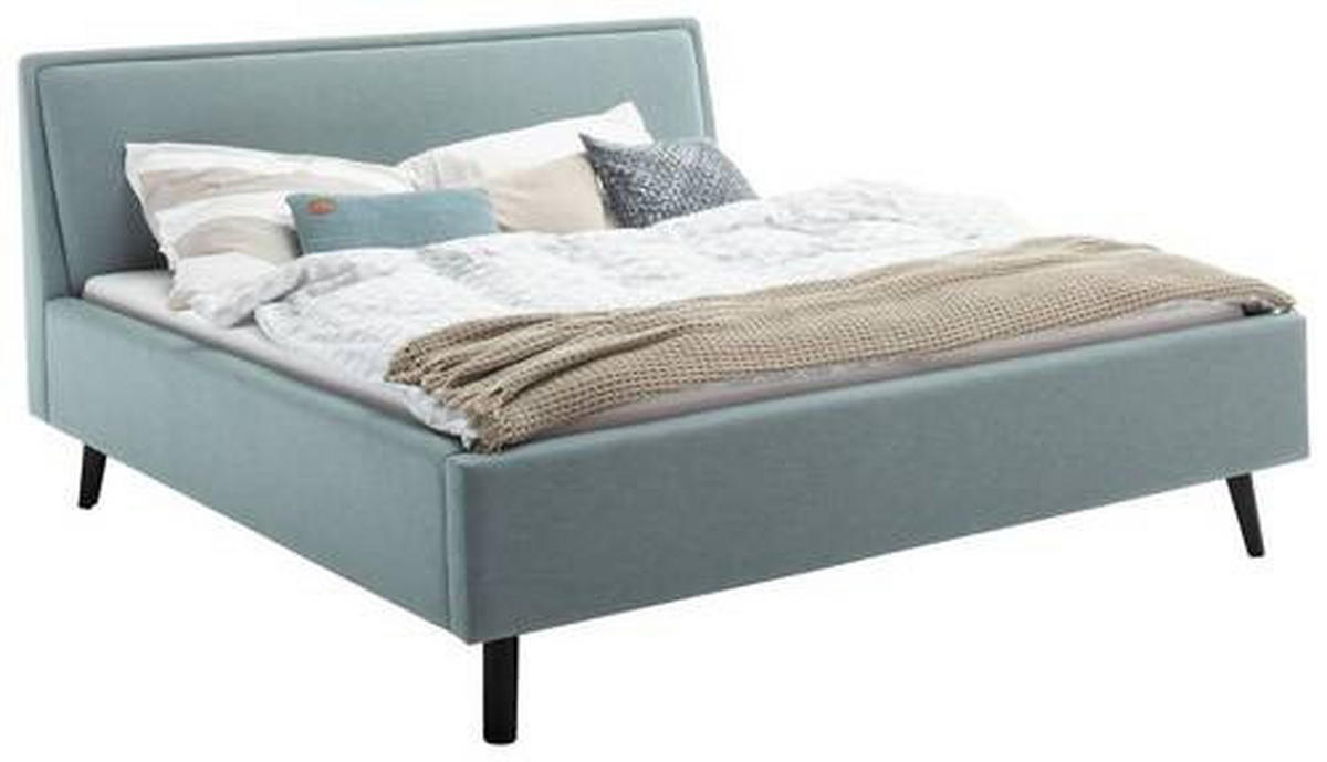POLSTERBETT 140/200 cm  in Hellblau  - Schwarz/Hellblau, KONVENTIONELL, Holz/Textil (140/200cm) - Livetastic
