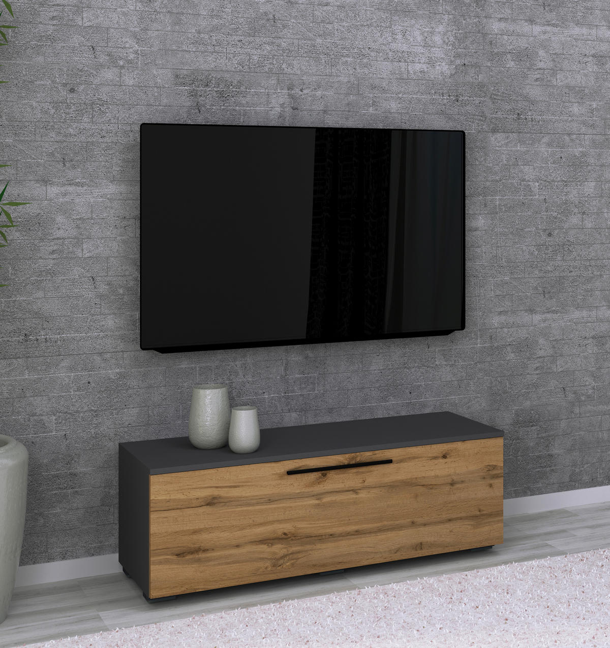 LOWBOARD  in 115/39/40 cm  - Anthrazit/Schwarz, Modern, Holzwerkstoff/Kunststoff (115/39/40cm) - MID.YOU
