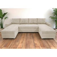 WOHNLANDSCHAFT TERMOLI Beige Cord  - Beige/Schwarz, Design, Kunststoff/Textil (155/296/155cm) - MID.YOU