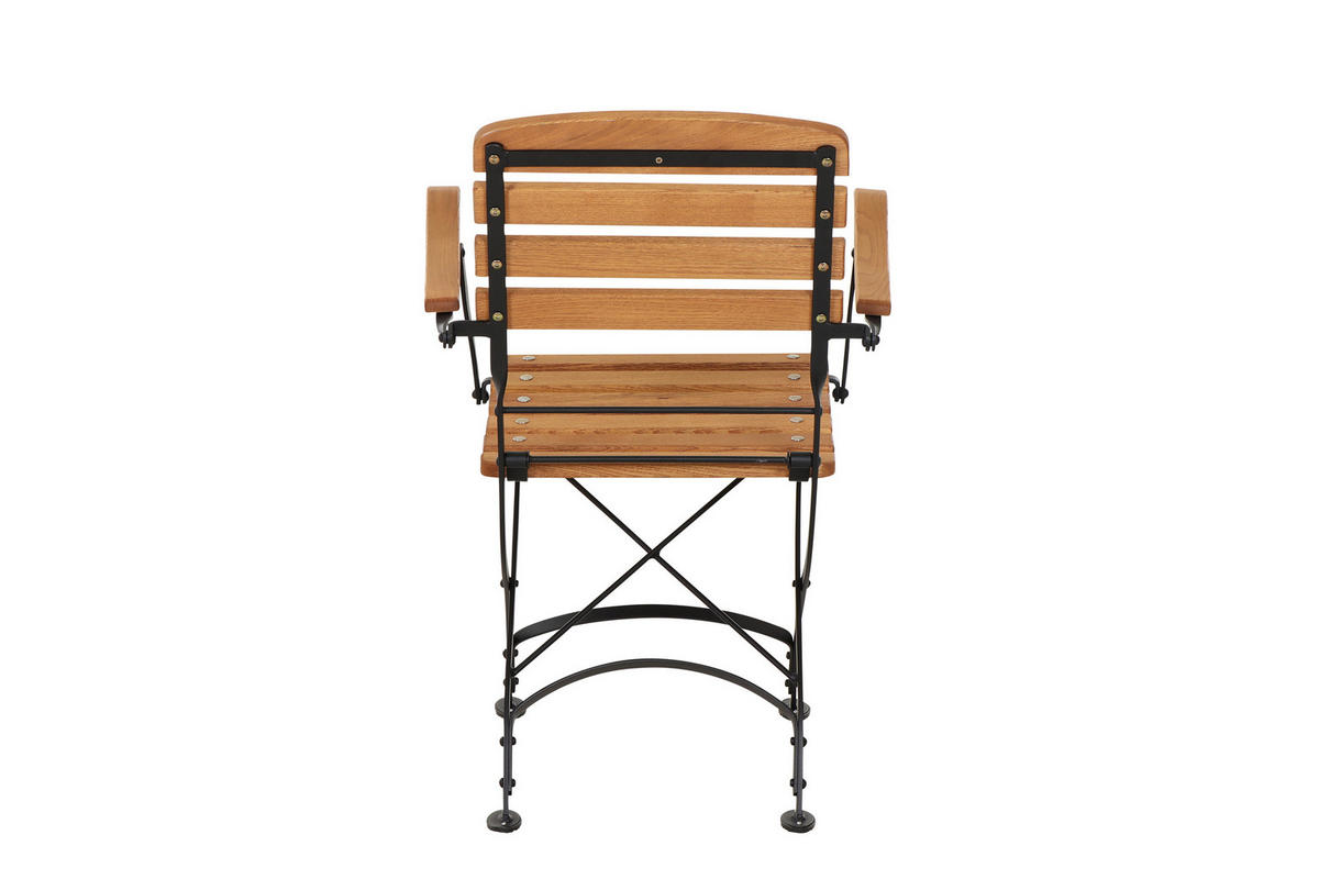 GARTENKLAPPSESSEL in Holz, Metall Schwarz, Robinienfarben  - Robinienfarben/Schwarz, KONVENTIONELL, Holz/Metall (60/87/57cm) - Siena Garden