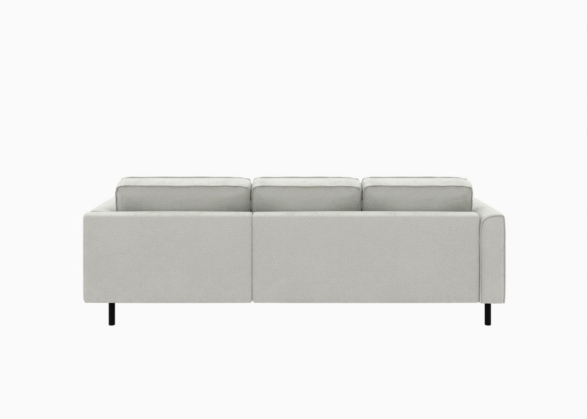 ECKSOFA Struktur Weiss  - Weiss/Schwarz, Modern, Textil/Metall (232/161cm) - Trendmanufaktur