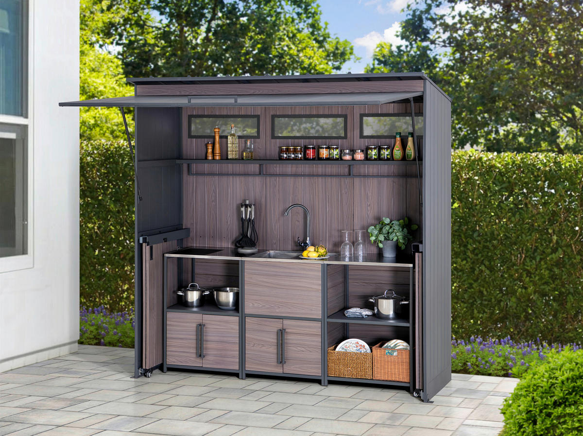 GARTENHAUS - Anthrazit/Dunkelbraun, Basics, Metall (220/226/94cm) - Modante