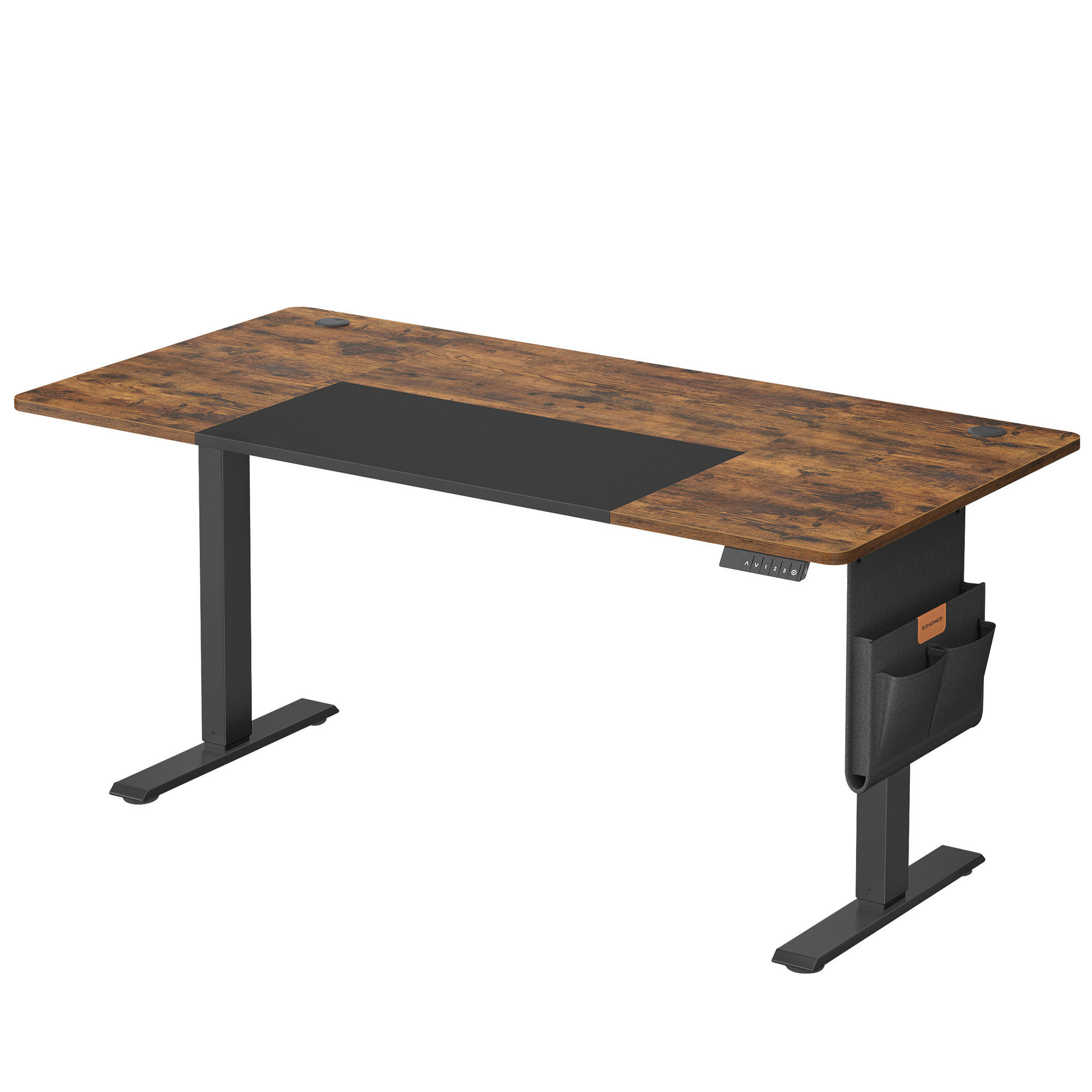 COMPUTERTISCH 160/70/72-120 cm Braun, Schwarz elektrisch höhenverstellbar  - Schwarz/Braun, Basics, Holzwerkstoff/Metall (160/70/72-120cm) - Boxxx