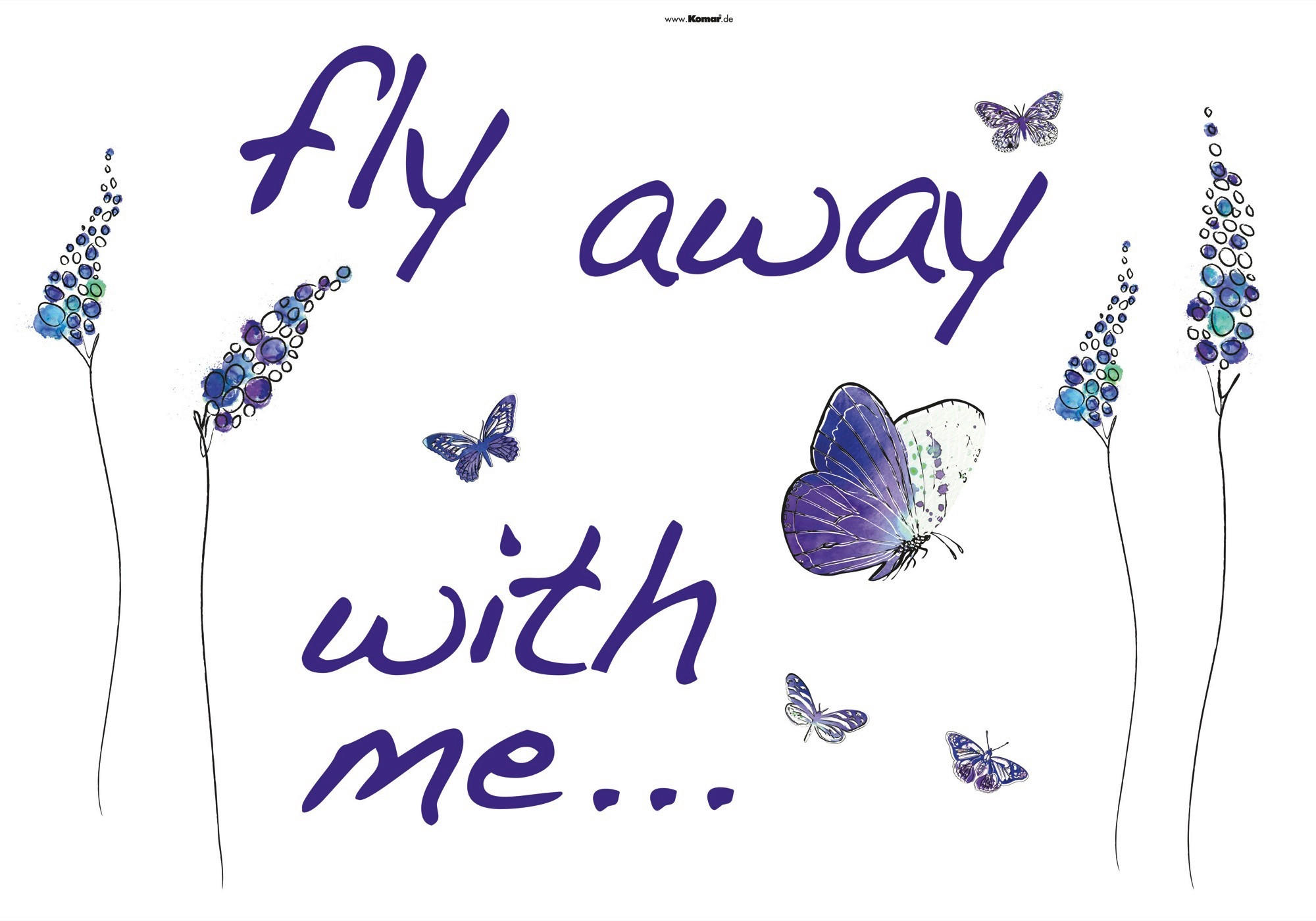 DEKOSTICKER Butterflies  - Lila, LIFESTYLE, Kunststoff (100/70cm) - Komar