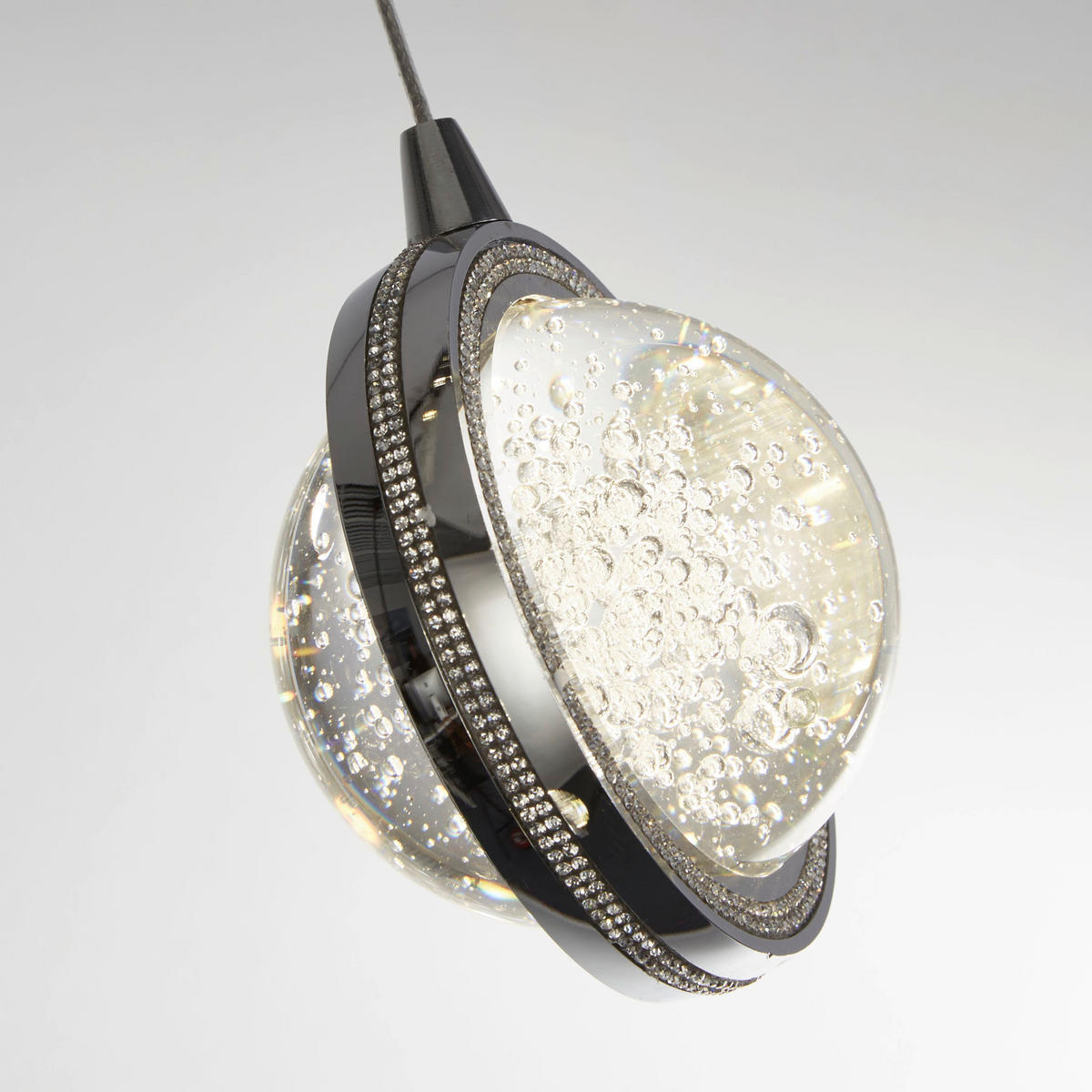 LED-HÄNGELEUCHTE Quartz 88/150/10 cm   - Chromfarben/Transparent, KONVENTIONELL, Glas/Metall (88/150/10cm) - Searchlight