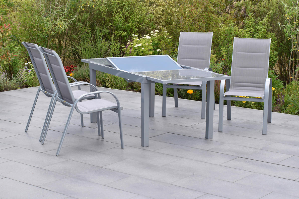 GARTENSET 5-teilig  - Silberfarben/Braun, MODERN, Textil/Metall - Gardenson