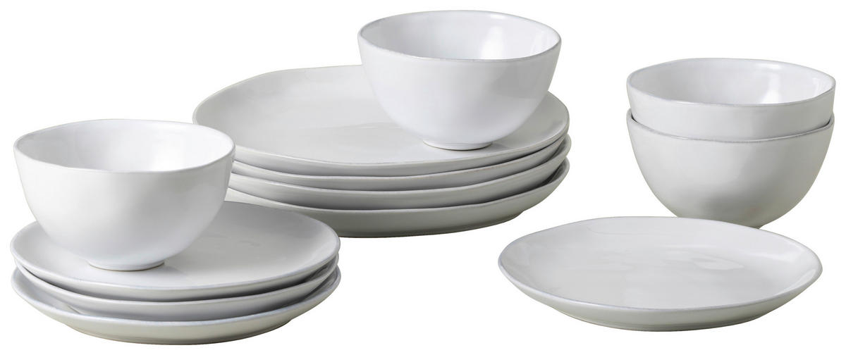 KOMBISERVICE Weiß LIVIA 12-teilig 4 Personen  - Weiß, Basics, Keramik - Costa Nova
