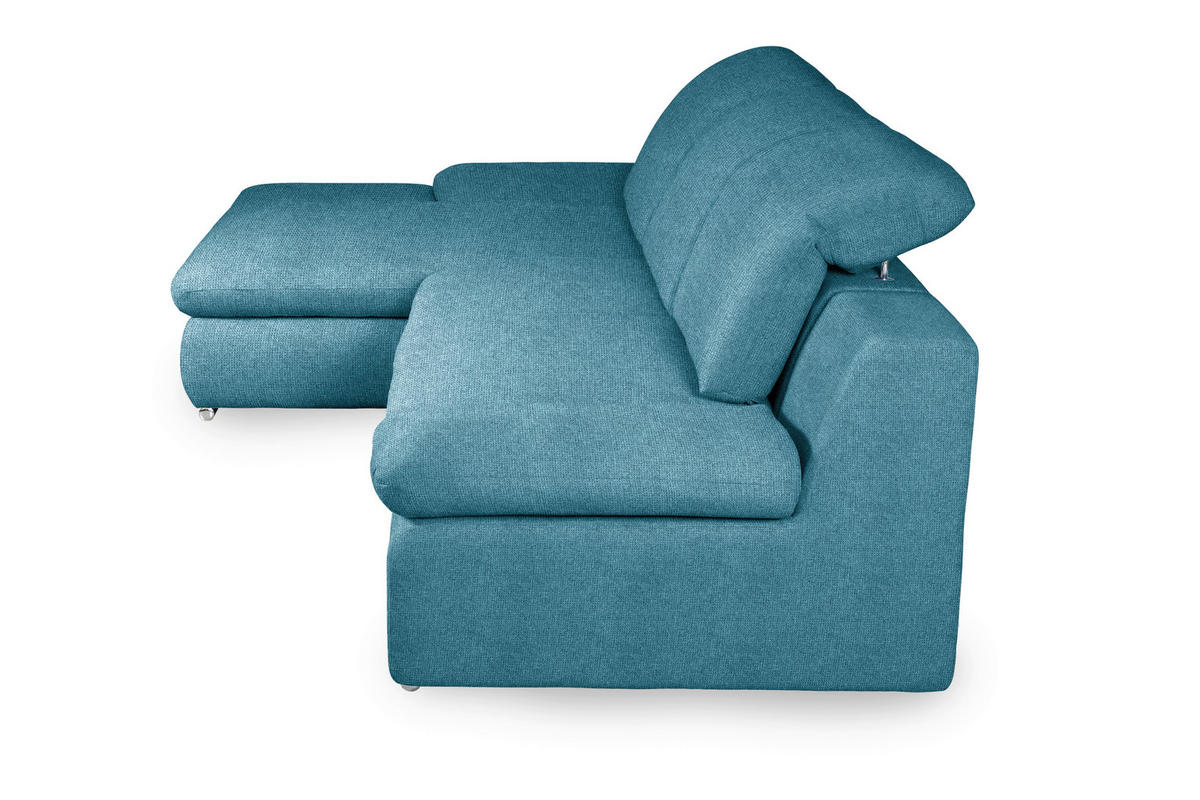 ECKSOFA in Chenille Blau  - Chromfarben/Blau, Design, Textil/Metall (165/286cm) - Livetastic