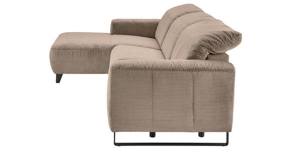 ECKSOFA  in Cord Taupe  180/266 cm  - Taupe/Schwarz, KONVENTIONELL, Textil/Metall (180/266cm) - Hom`in