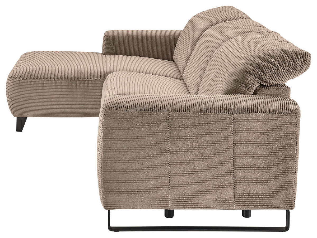 ECKSOFA in Cord Taupe  - Taupe/Schwarz, Konventionell, Textil/Metall (180/266cm) - Hom`in