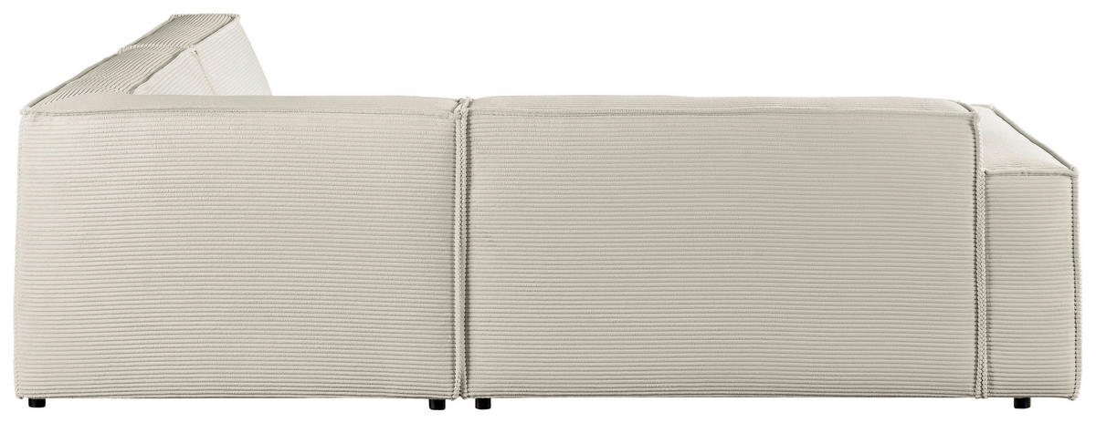 ECKSOFA Creme Cord  - Creme/Schwarz, KONVENTIONELL, Kunststoff/Textil (254/224cm) - Hom`in