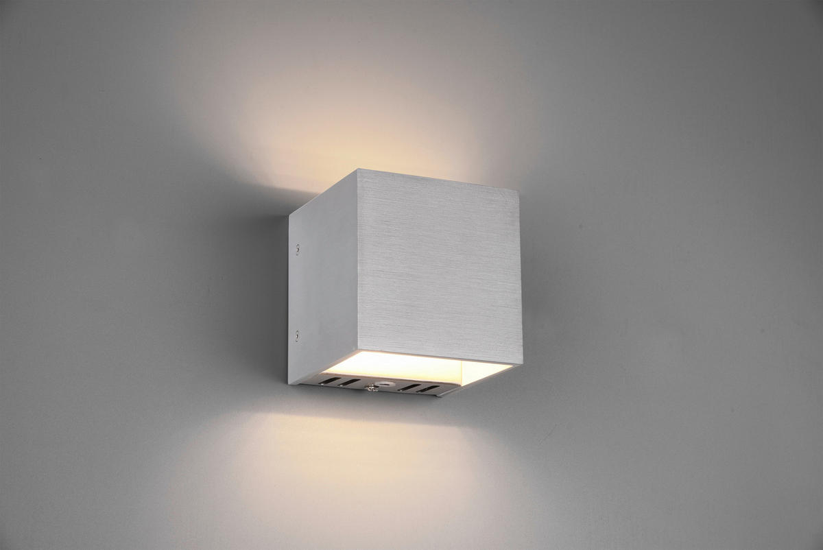 ZIDNA LED LAMPA - siva/boja aluminijuma, Dizajnerski, metal (10/10/10cm)