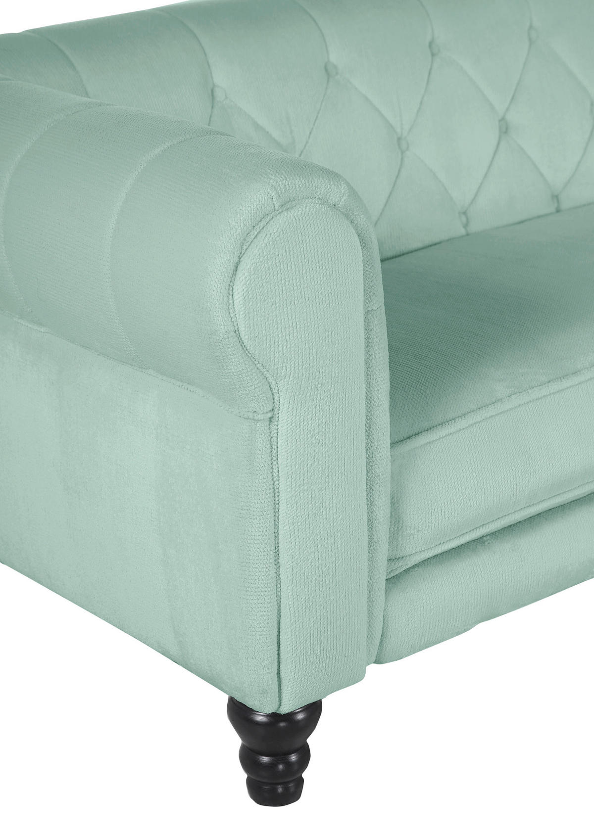 ECKSOFA in Plüsch Mintgrün  260/160 cm  - Dunkelbraun/Mintgrün, Design, Holz/Textil (260/160cm) - MID.YOU