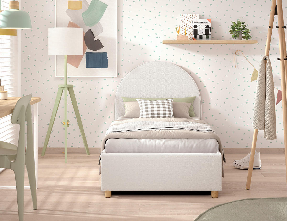 KINDER-/JUNIORBETT 90/200 cm  in Weiß  - Naturfarben/Weiß, ROMANTIK / LANDHAUS, Holz/Textil (90/200cm) - Vipack