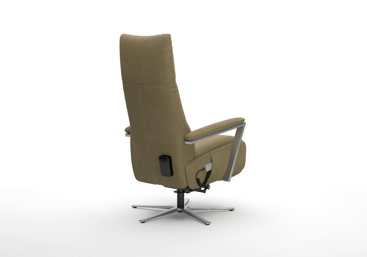 RELAXSESSEL TV VARIO COMFORT E S1 Flachgewebe Kopfteilverstellung, Rücken echt    - Silberfarben/Olivgrün, Basics, Textil/Metall (70/124/85cm) - Sit & More