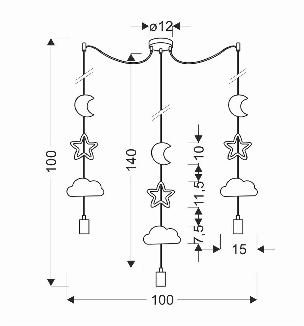 HÄNGLAMPA FÖR BARN Trio 100/15/100 cm  - vit/grå, Basics, metall/trämaterial (100/15/100cm)