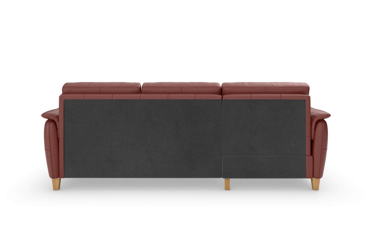 ECKSOFA PALMERA E Rotbraun Kombination Echtleder/Stoff Mikrofaser Bettkasten  - Rotbraun/Eichefarben, Basics, Leder/Holz (163/244cm) - Sit & More