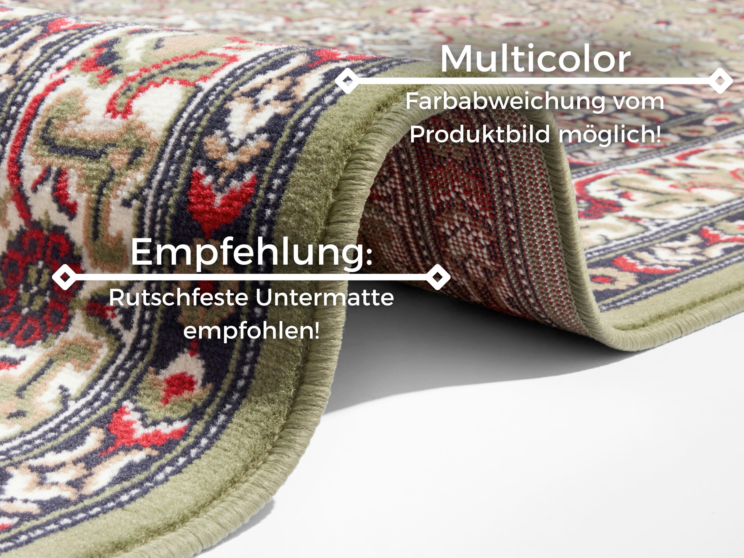 LÄUFER 80/250 cm Mirkan  - Multicolor/Olivgrün, Basics, Kunststoff/Textil (80/250cm)