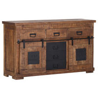 SIDEBOARD  in 145/85/45 cm  - Schwarz/Naturfarben, ROMANTIK / LANDHAUS, Holz/Metall (145/85/45cm) - Landscape