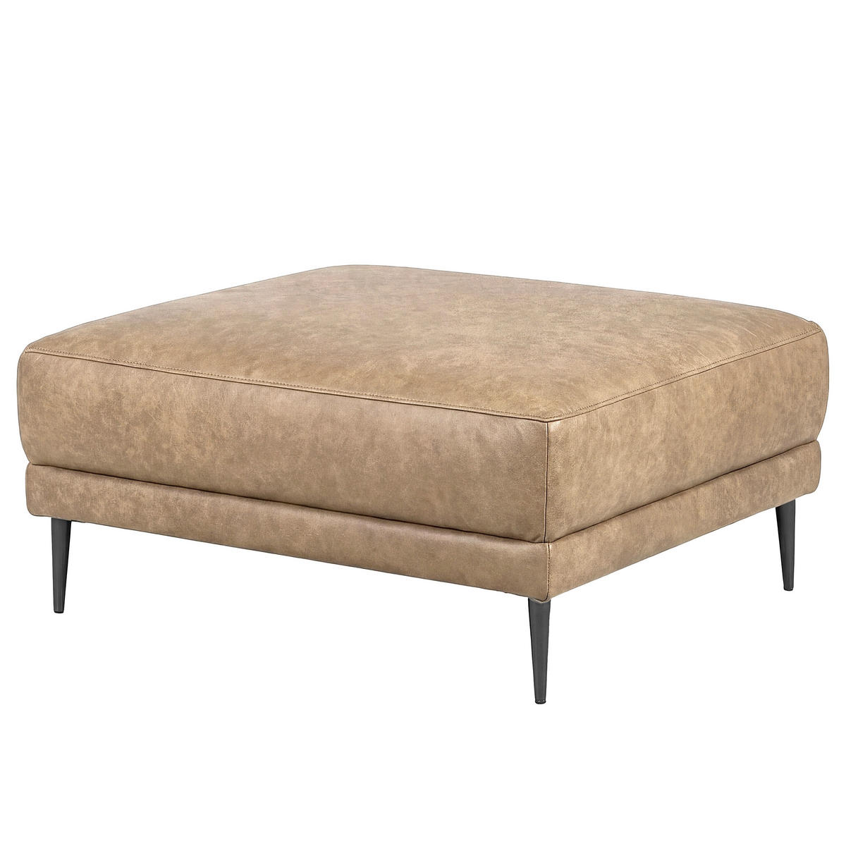 HOCKER in Textil, Leder Beige  - Beige/Schwarzchrom, Design, Leder/Textil (96/45/80cm) - Livetastic