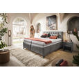 POLSTERBETT 180/200 cm,  in Grau, Bettkasten, Lattenroste, Matratzen, H2 + H3 = mittel + fest  - Schwarz/Weiß, Design, Holz/Textil (180/200cm) - Voleo