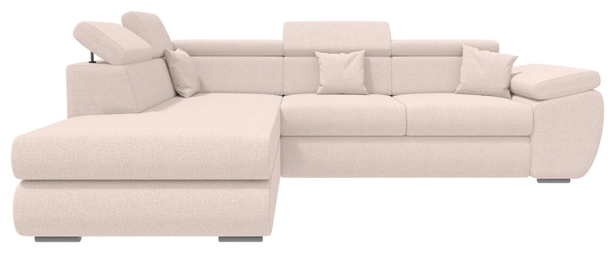 ECKSOFA Creme Struktur  - Chromfarben/Creme, KONVENTIONELL, Kunststoff/Textil (205/282cm) - Carryhome