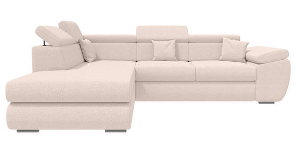 ECKSOFA  in Struktur Creme  - Chromfarben/Creme, KONVENTIONELL, Kunststoff/Textil (205/282cm) - Carryhome