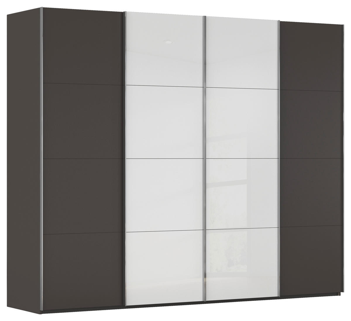 SCHWEBETÜRENSCHRANK  in Graphitfarben, Weiß  - Chromfarben/Graphitfarben, KONVENTIONELL, Glas/Holzwerkstoff (271/235/68cm) - Novel