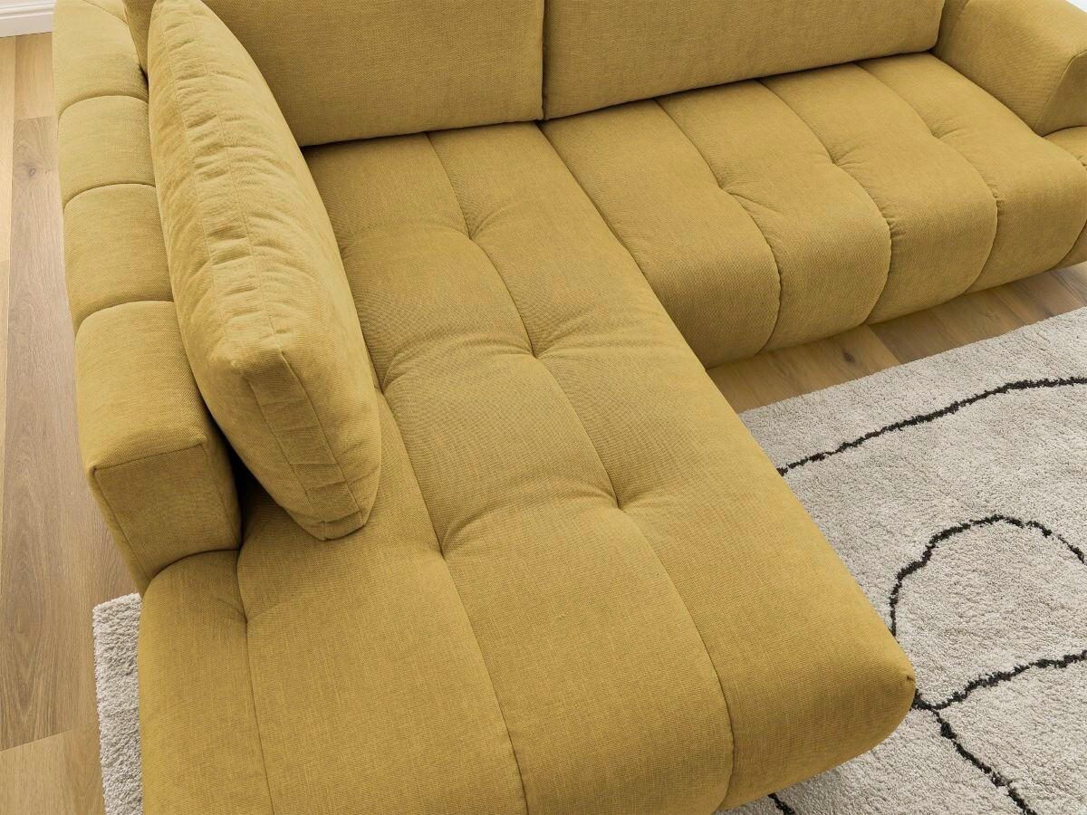 ECKSCHLAFSOFA FUJI Leinenoptik Gelb  inkl.  - Gelb/Schwarz, MODERN, Kunststoff/Textil (204/282cm)