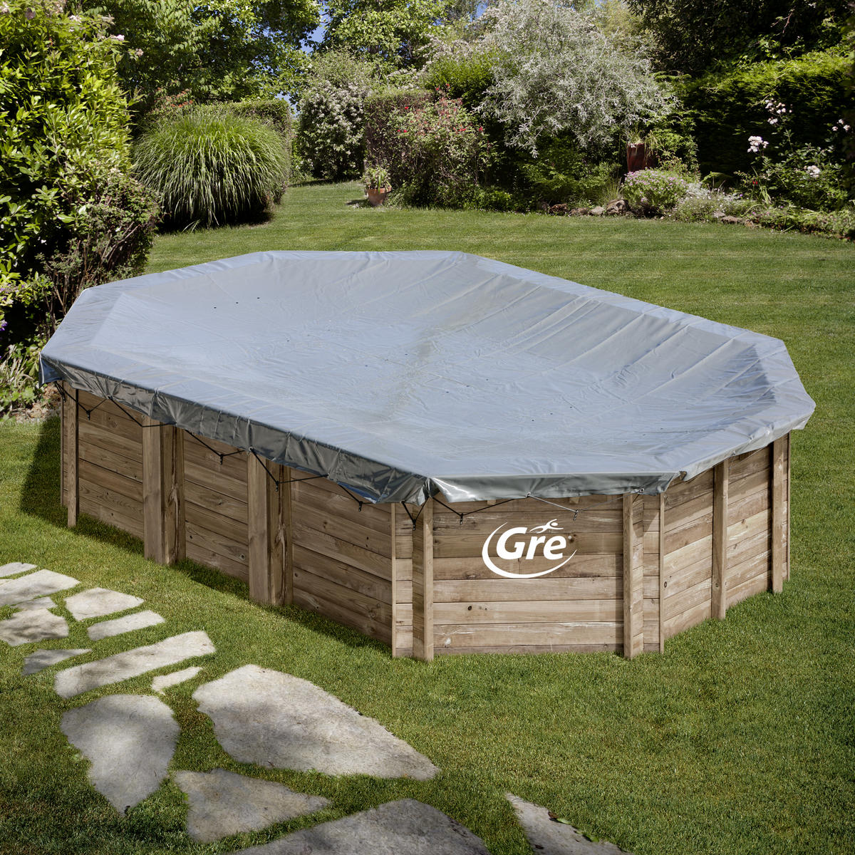POOLABDECKPLANE 677/452 cm  - Grau, KONVENTIONELL, Kunststoff (677/452cm) - Gre