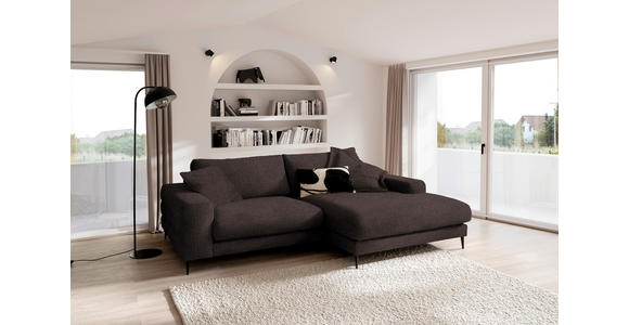 ECKSOFA  in Flachgewebe Mokka  253/177 cm  - Schwarz/Mokka, Design, Textil/Metall (253/177cm) - Dieter Knoll