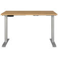 SCHREIBTISCH 120/80/72-118 cm  in Braun, Silberfarben, Eichefarben  - Eichefarben/Silberfarben, MODERN, Holzwerkstoff/Metall (120/80/72-118cm) - Novel