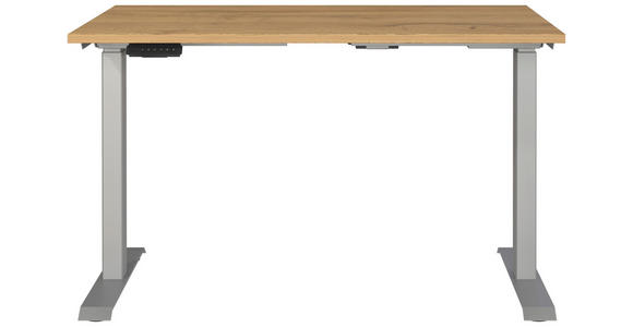 SCHREIBTISCH 120/80/72-118 cm in Braun, Silberfarben, Eichefarben - Eichefarben/Silberfarben, MODERN, Holzwerkstoff/Metall (120/80/72-118cm) - Novel