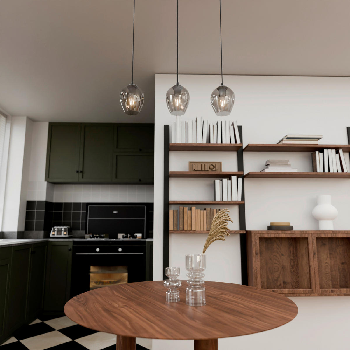 HÄNGELEUCHTE  70/14/100 cm    - Schwarz, KONVENTIONELL, Glas/Metall (70/14/100cm)