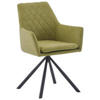 STOLIČKA S PODRÚČKAMI, železo, tkaná textília, zelená, čierna - čierna/zelená, Design, kov/textil (62/88/61cm) - Hom`in