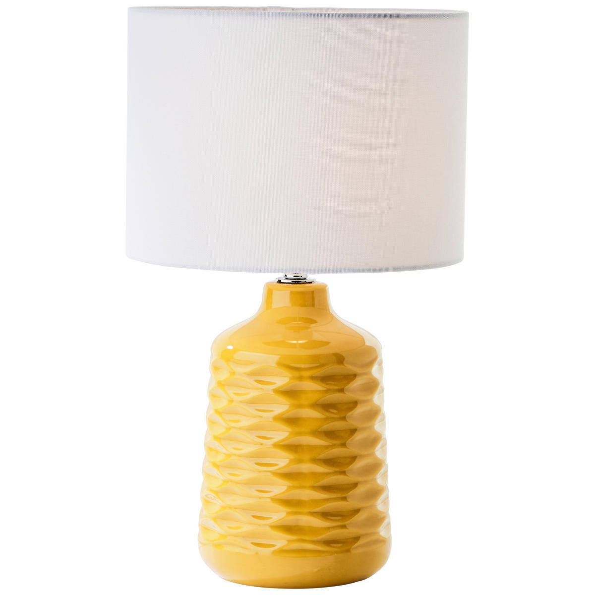 STOLNÍ LAMPA, E14, 25/42 cm  - bílá/žlutá, Trend, textil/keramika (25/42cm)