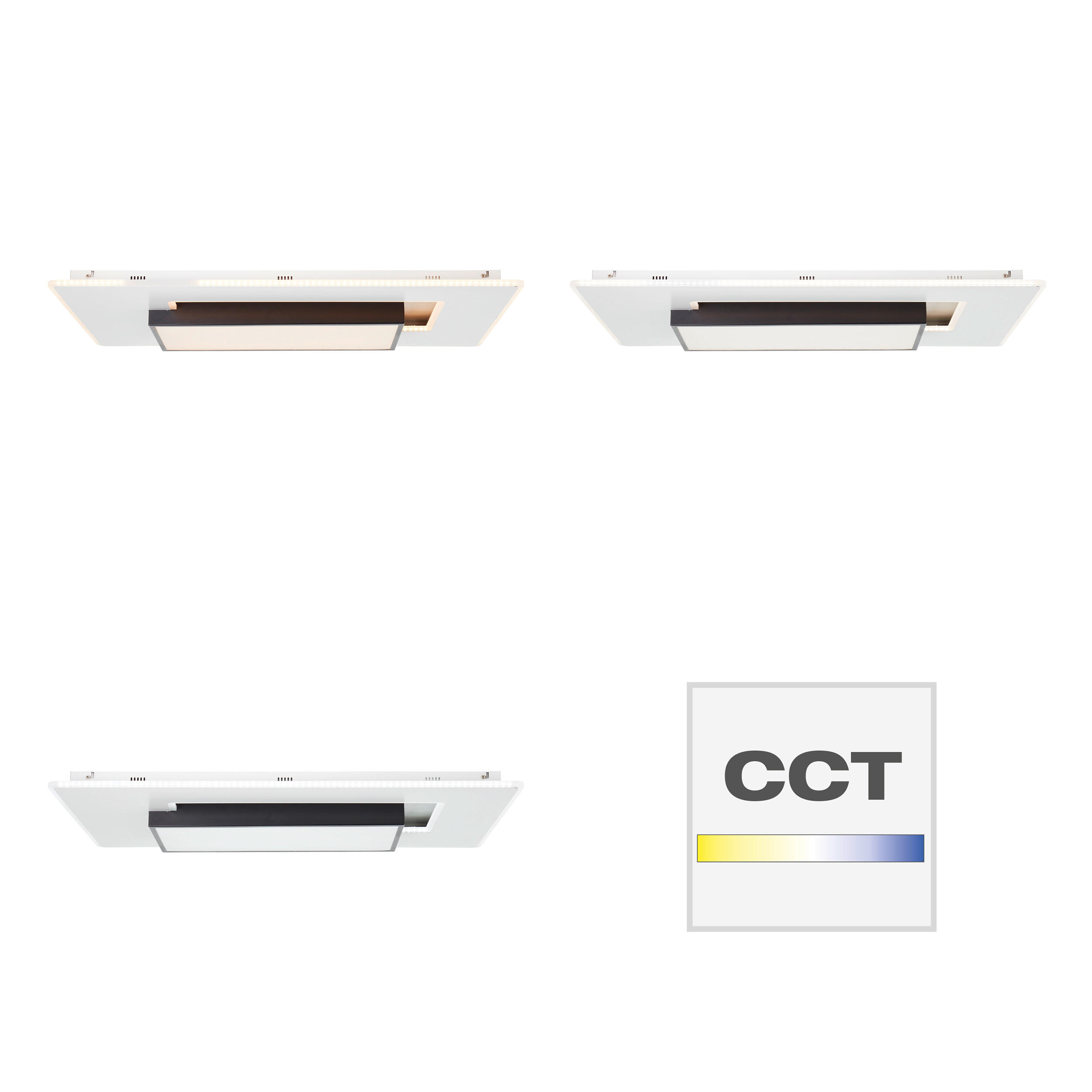 LED-DECKENLEUCHTE Hutson 80/50/7 cm   - Schwarz/Weiß, Design, Kunststoff/Metall (80/50/7cm) - Brilliant