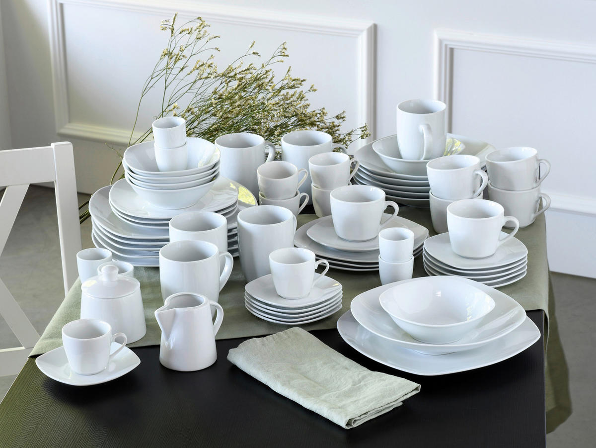 KOMPLETT SERVIS Square 62 delar  - vit, Trend, keramik - Creatable