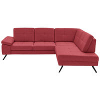 ECKSOFA  in Lederlook, Mikrofaser Rot  261/220 cm  - Rot/Schwarz, Design, Textil/Metall (261/220cm) - Beldomo System