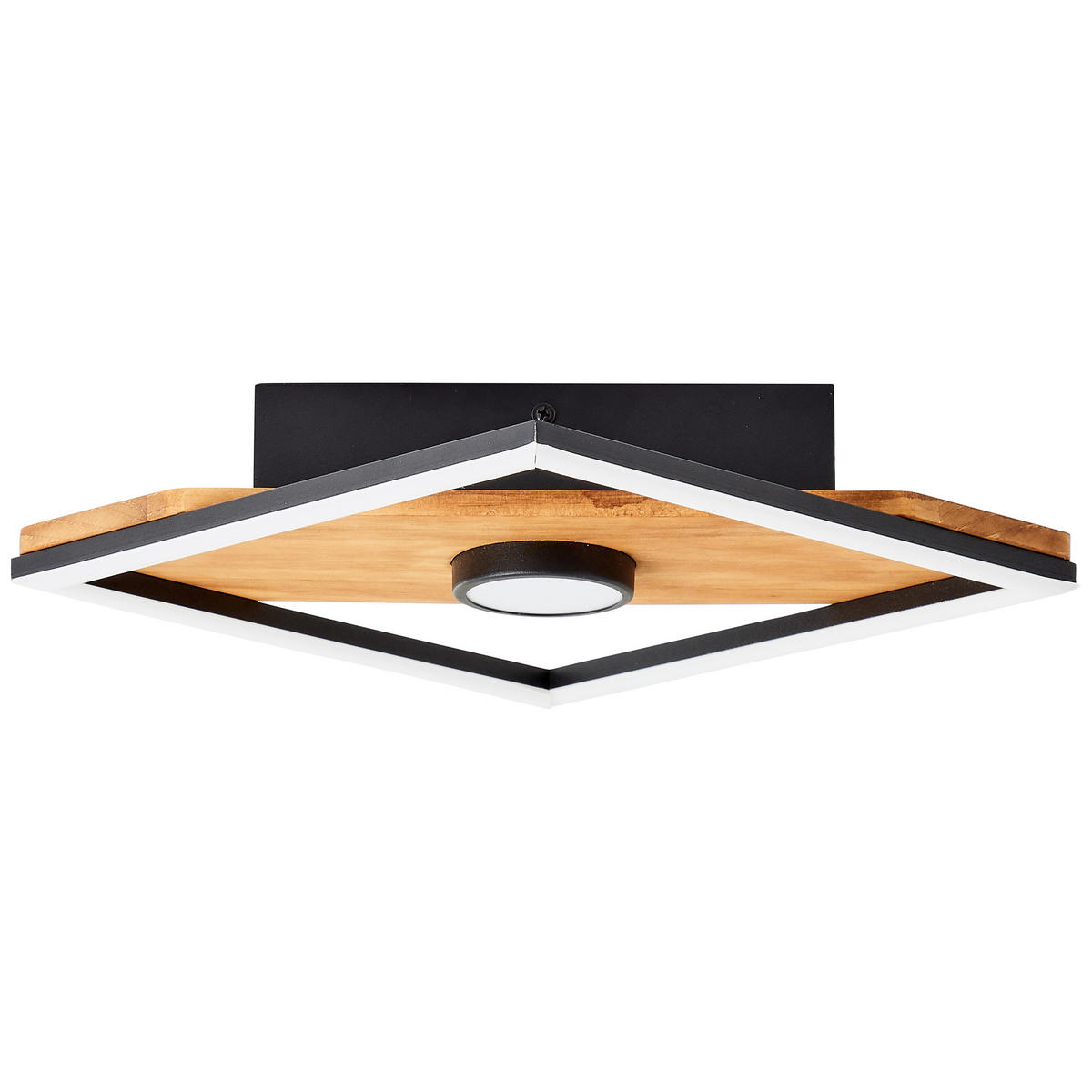 LED-DECKENLEUCHTE    25/25/6,2 cm  - Schwarz/Braun, Design, Holz/Kunststoff (25/25/6,2cm) - Brilliant