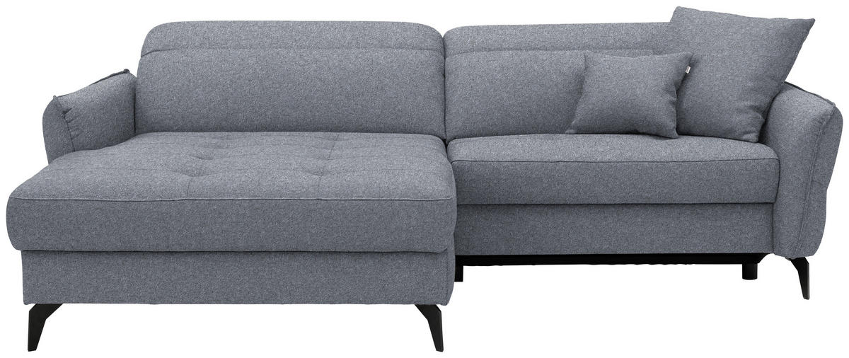 ECKSOFA Flachgewebe Grau  - Schwarz/Grau, Design, Textil/Metall (175/246cm) - Celina