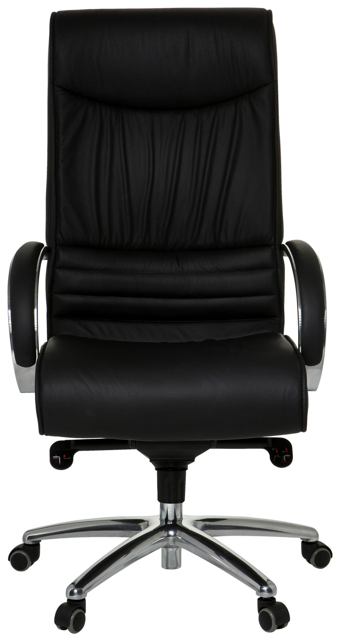 CHEFSESSEL Schwarz  - Silberfarben/Schwarz, Basics, Leder/Kunststoff (60/130/47cm) - MID.YOU
