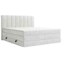BOXSPRINGBETT 180/200 cm,  in Hellgrau, Bettkasten, Matratzen, H2 + H3 = mittel + fest  - Hellgrau/Schwarz, KONVENTIONELL, Kunststoff/Textil (180/200cm) - Carryhome
