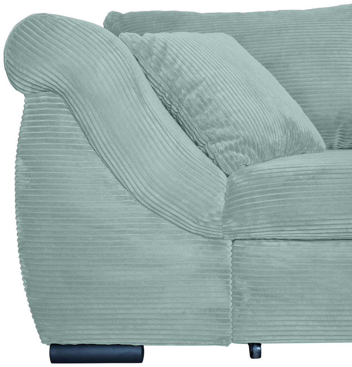 ECKSOFA Salbeigrün Cord  - Salbeigrün/Schwarz, KONVENTIONELL, Textil/Metall (258/168cm) - Carryhome