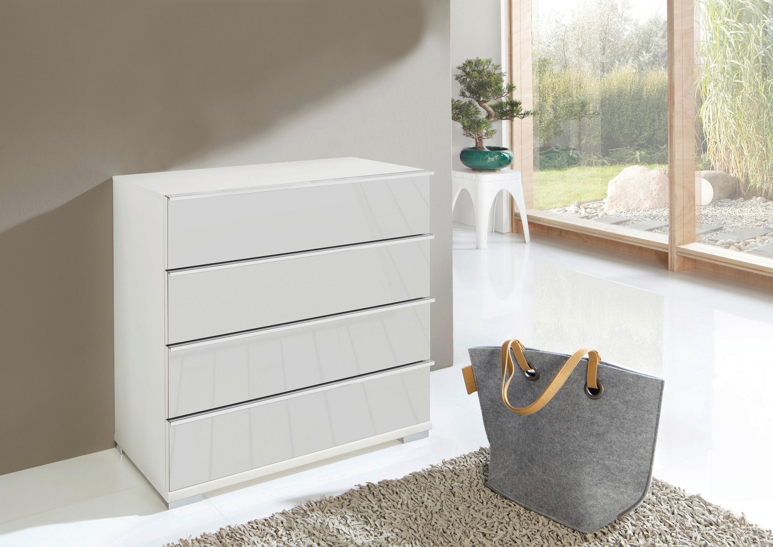 KOMMODE 75/82/42 cm  - Chromfarben/Weiß, Basics, Glas/Holzwerkstoff (75/82/42cm) - Venda