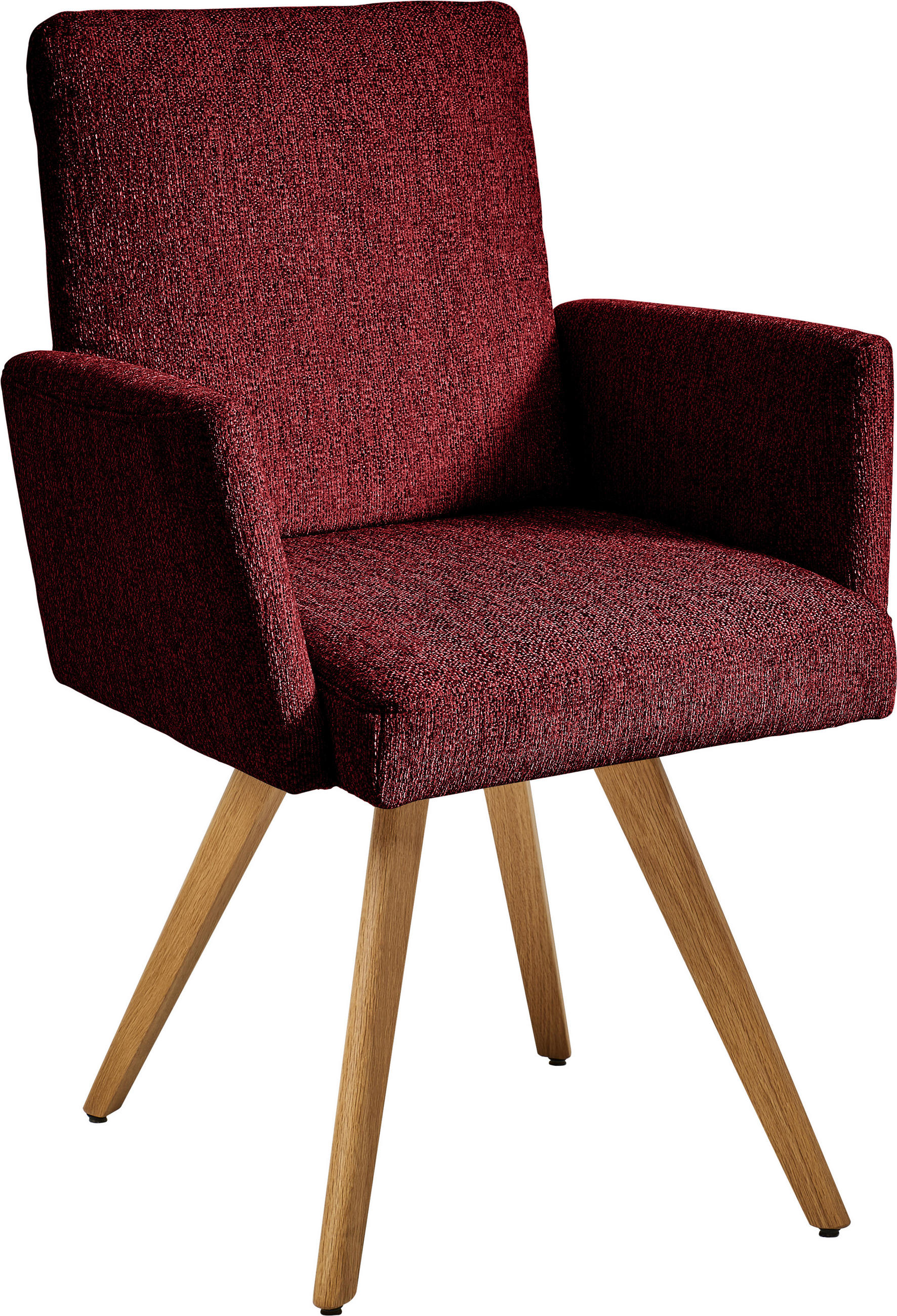 ARMLEHNSTUHL  in Chenille  - Eichefarben/Rot, Design, Holz/Textil (56/92/60cm) - Dieter Knoll