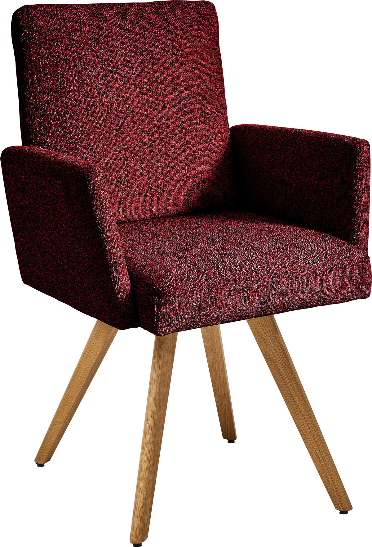 ARMLEHNSTUHL  in Chenille  - Eichefarben/Rot, Design, Holz/Textil (56/92/60cm) - Dieter Knoll